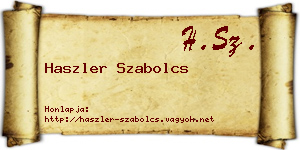 Haszler Szabolcs névjegykártya